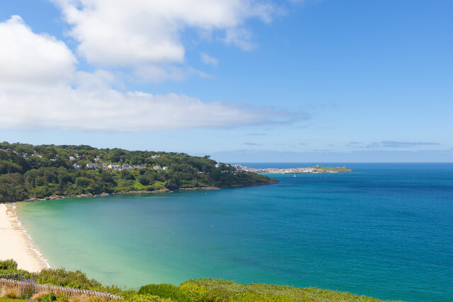 View of Carbis Bay Beach from a holiday apartment.