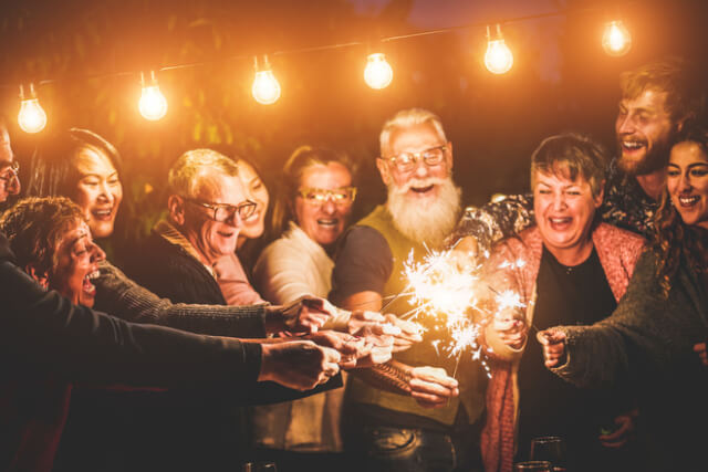 Sparklers on New Year's Eve in St Ives.