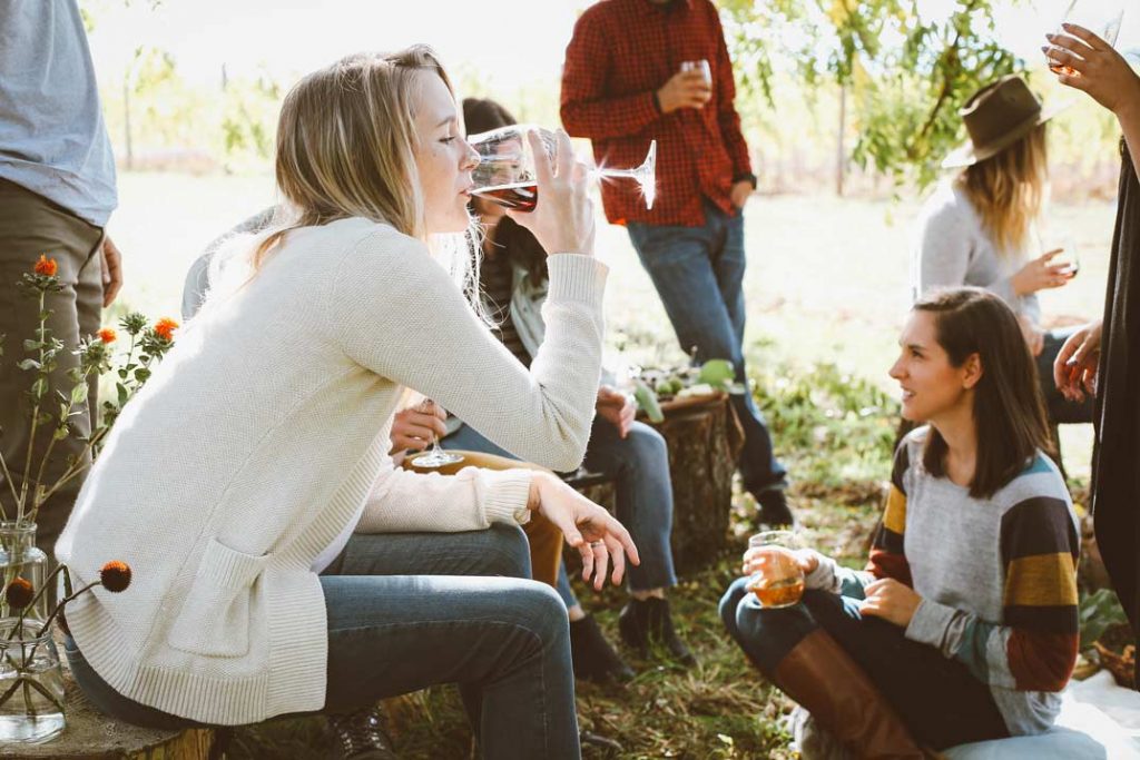 Friends at a food festival in Cornwall