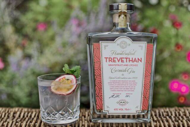 A bottle of Trevethan Grapefruit and Lychee Cornish Gin.
