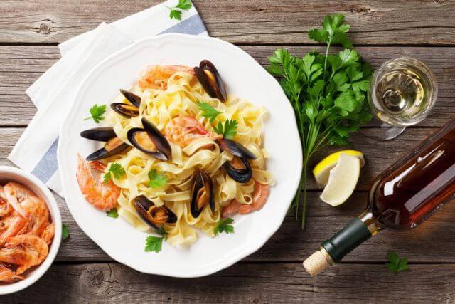 A seafood tagliatelle.