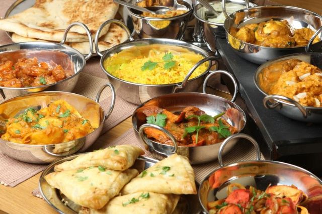 An array of Indian food.