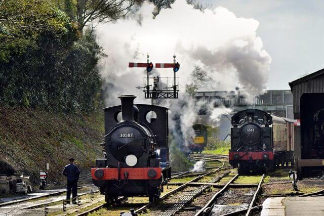 Steam train on the Bodmin & Wenford Railway in Cornwall.