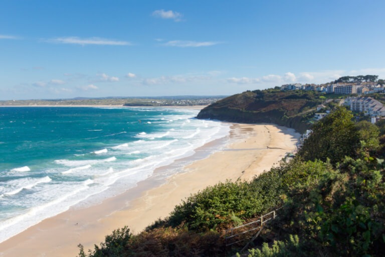 Looking down onto Carbis Bay Beach in North Cornwall