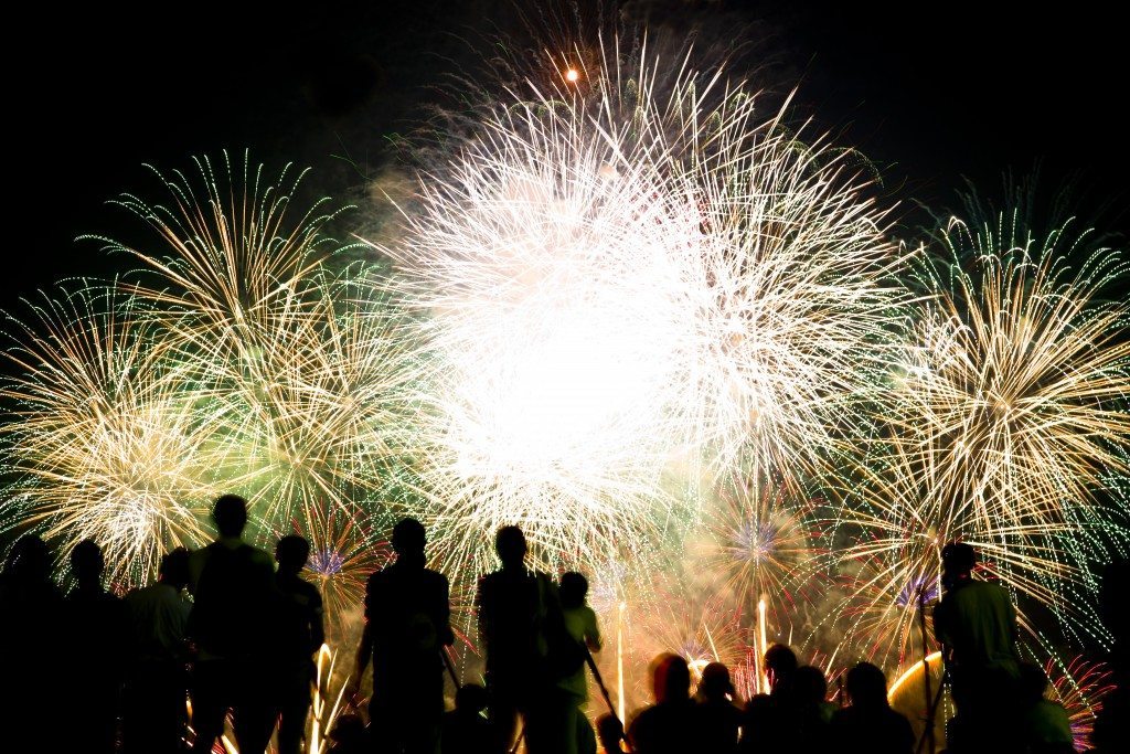 Crowd watching fireworks