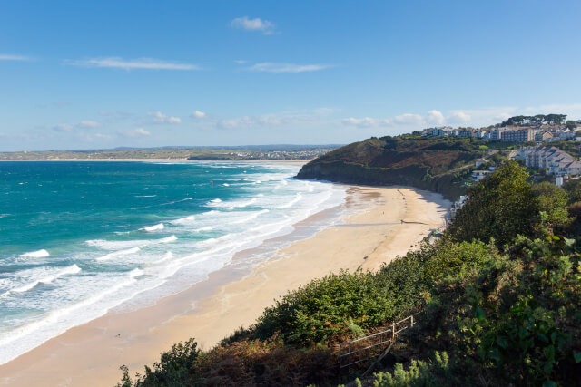Looking down onto Carbis Bay Beach in North Cornwall