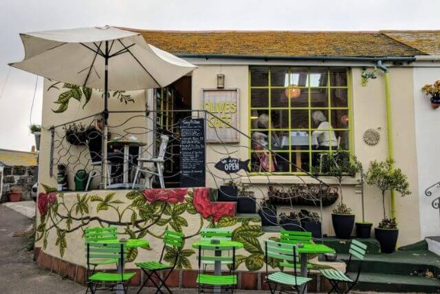 The exterior of Olive's Café in St Ives, Cornwall.