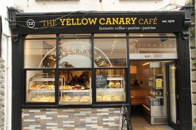 The exterior of The Yellow Canary Café in St Ives, Cornwall.