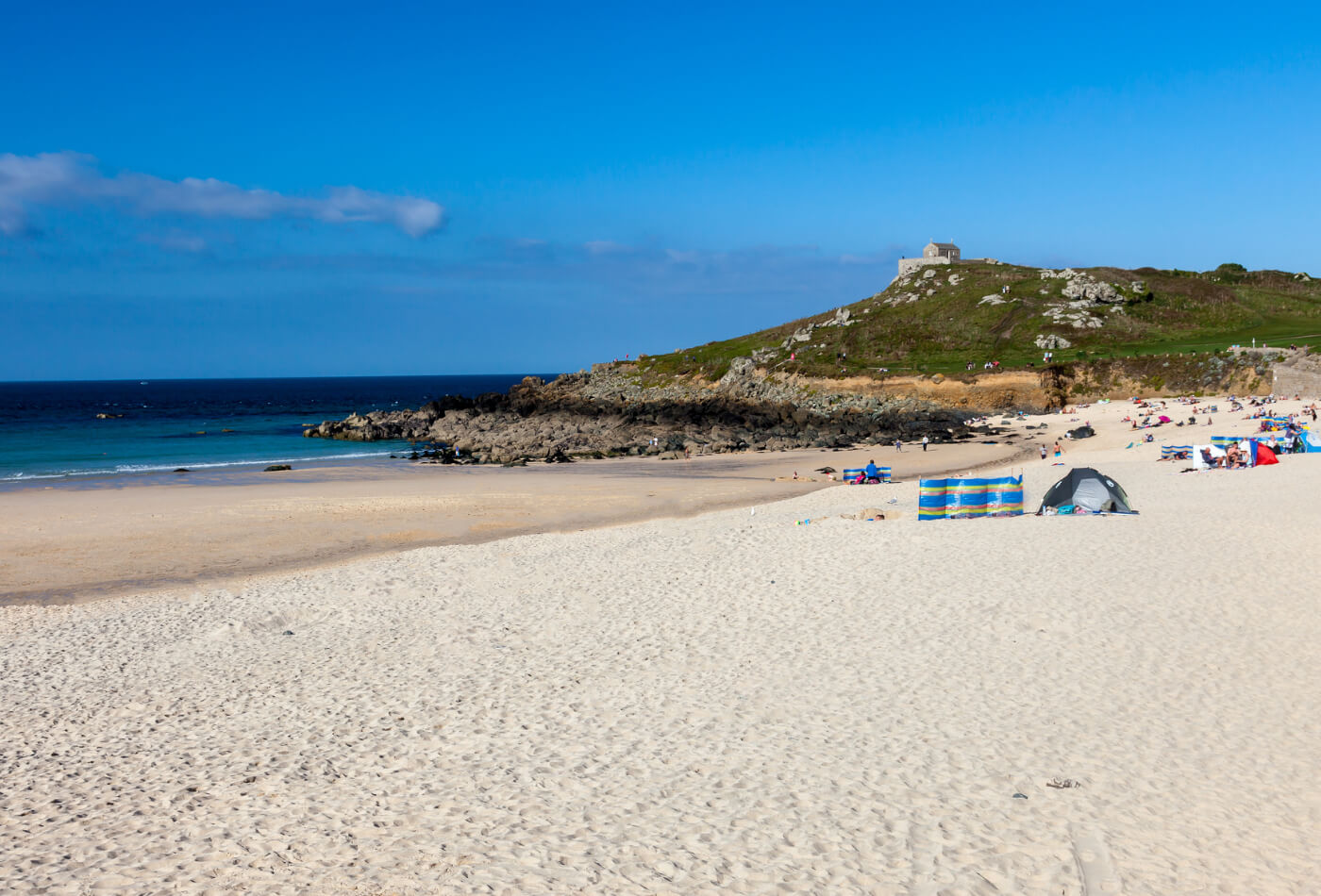 Porthmeor Beach in St Ives, Cornwall, UK.