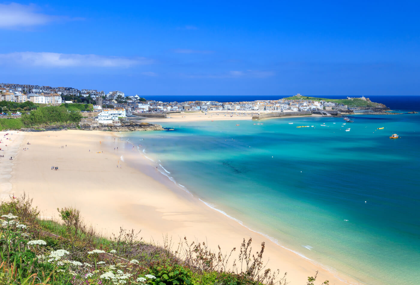 Porthminster Beach in St Ives, Cornwall, UK.