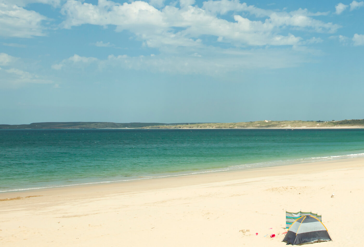 Carbis Bay on a hot and sunny day.