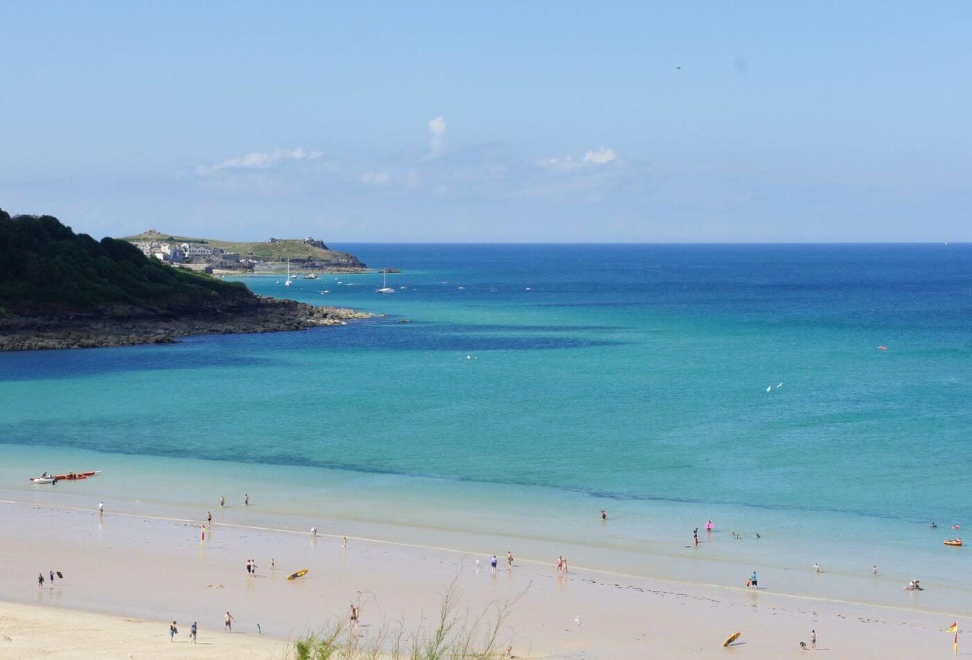 Carbis Bay Beach in Carbis Bay, near St Ives in Cornwall.