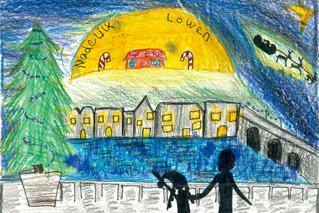 The winning Christmas card from Carbis Bay Holidays' 2021 Children's Christmas Card Competition