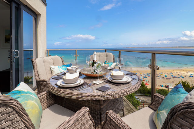 View of the beach from Oceania, St Ives